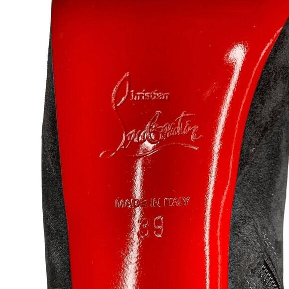 Christian Louboutin Bianca Bootie 120 EU 39 US 9 Charbon Velour Suede Platform - Picture 11 of 11
